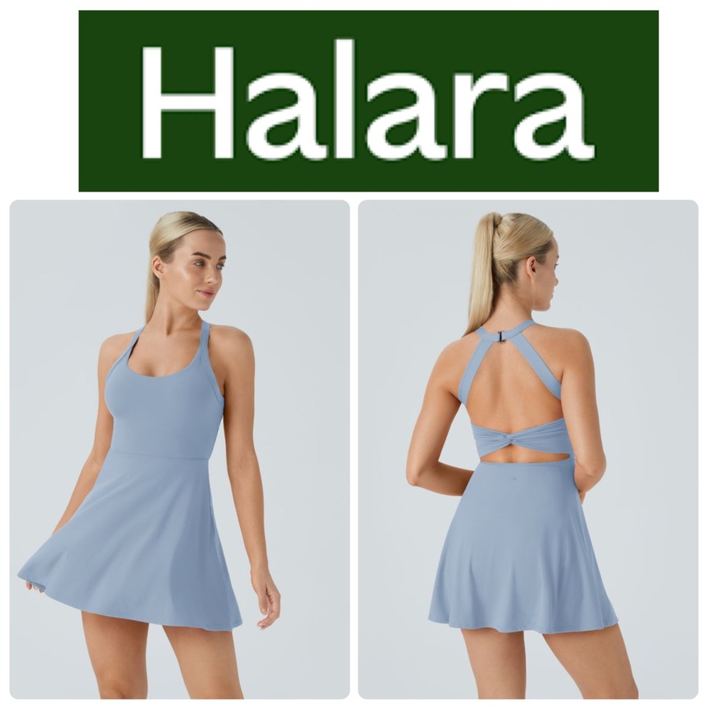 HALARA Blue Softlyzero Airy Backless Twisted Dress-Easy Peezy Edition